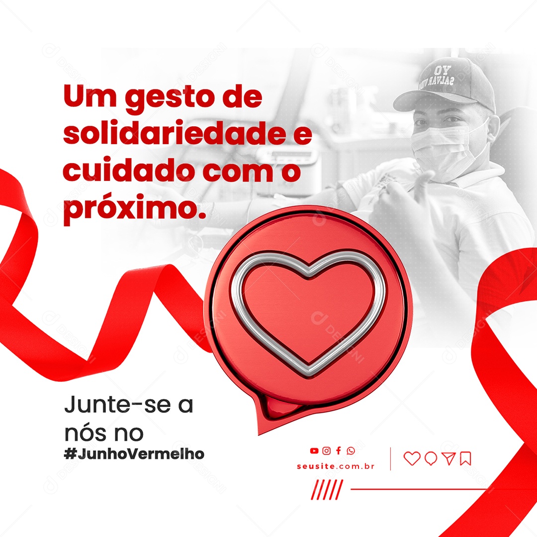 Um Gesto De Solidariedade e Cuidado Com o Próximo Junho Vermelho Social Media PSD Editável