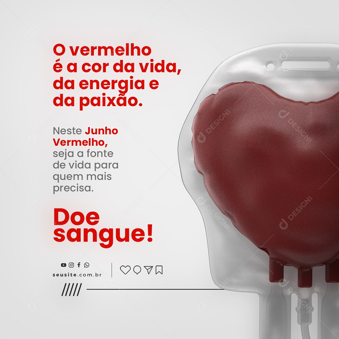 O Vermelho é a Cor Da Vida Da Energia e Da Paixão Junho Vermelho Social Media PSD Editável
