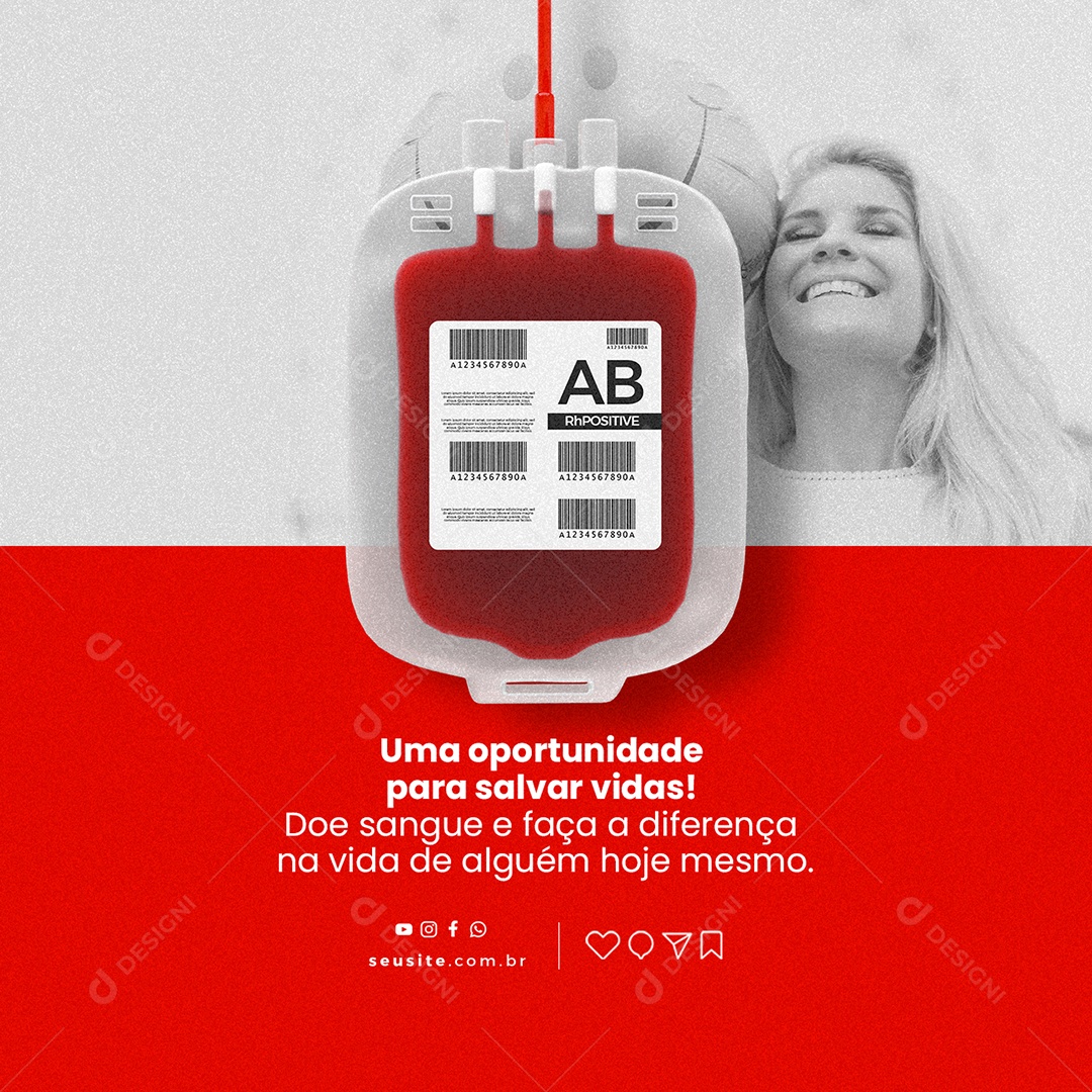Uma Oportunidade Para Salvar Vidas Junho Vermelho Social Media PSD Editável