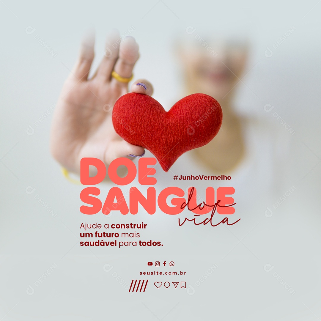 Ajude A Construir Um Futuro Mais Saudável Para Todos Junho Vermelho Social Media PSD Editável