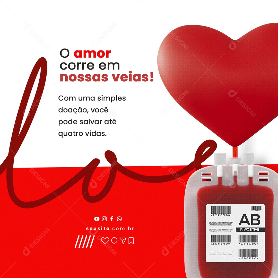 Junho Vermelho O Amor Corre Em Veias Social Media PSD Editável