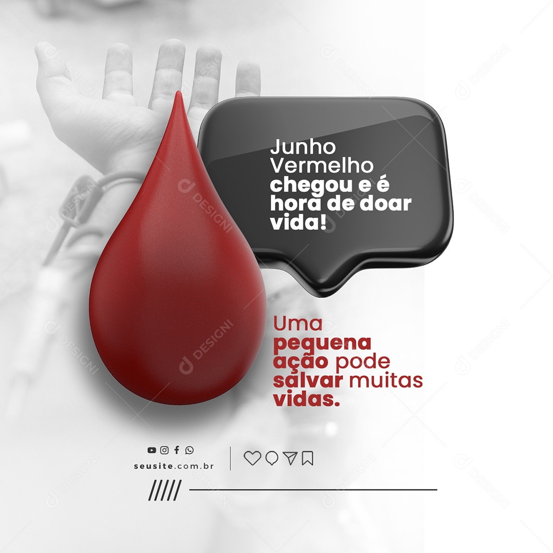 Uma Pequena Ação Pode Salvar Muitas Vidas Junho Vermelho Social Media PSD Editável