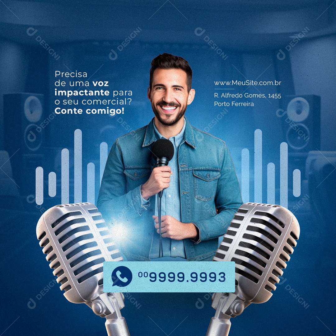 Precisa De Uma Voz Impactante Para O Seu Comercial Locutor Social Media PSD Editável