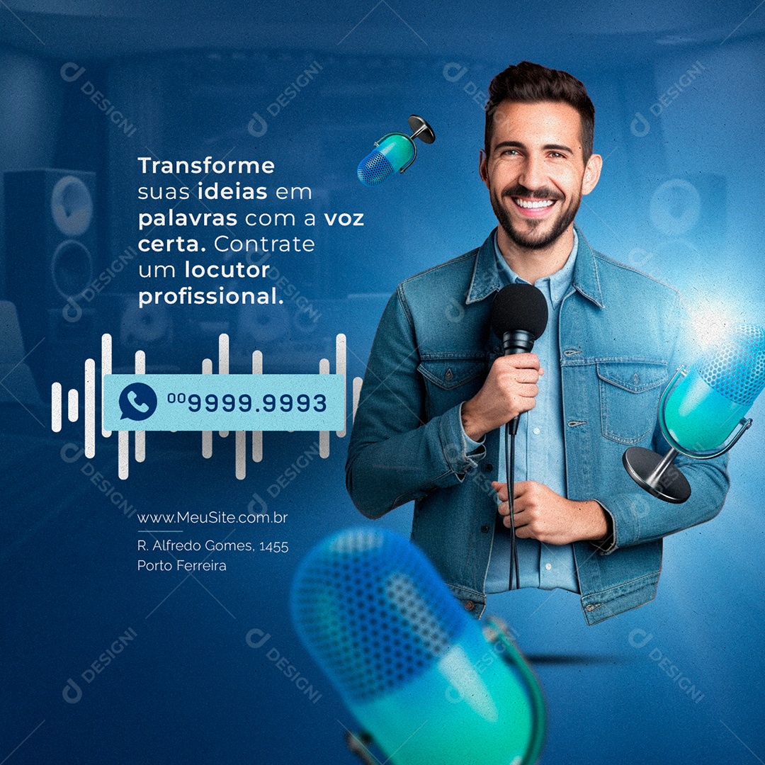 Transforme Suas Ideias Em Palavras Com A Voz Locutor Social Media PSD Editável