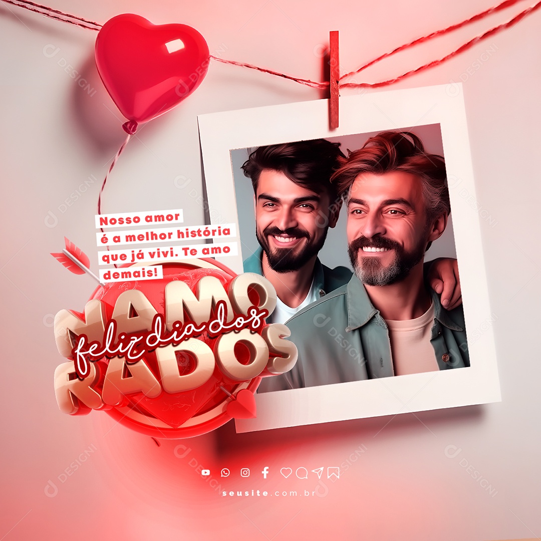 Nosso Amor é a Melhor História Que Já Vivi Feliz Dia Dos Namorados Social Media PSD Editável
