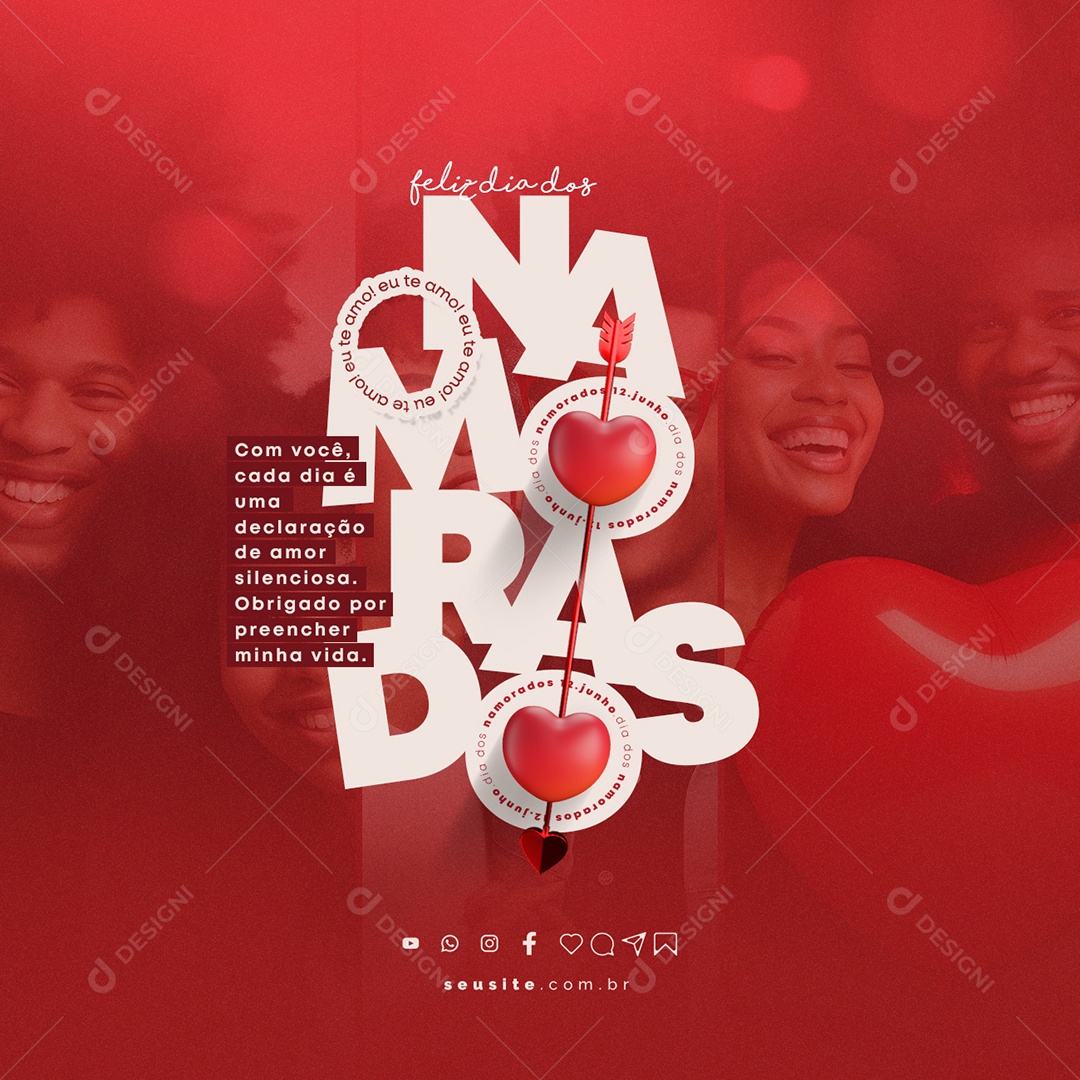 With You Every Day Is A Declaration Of Love - Happy Valentine's Day Social Media PSD Editable