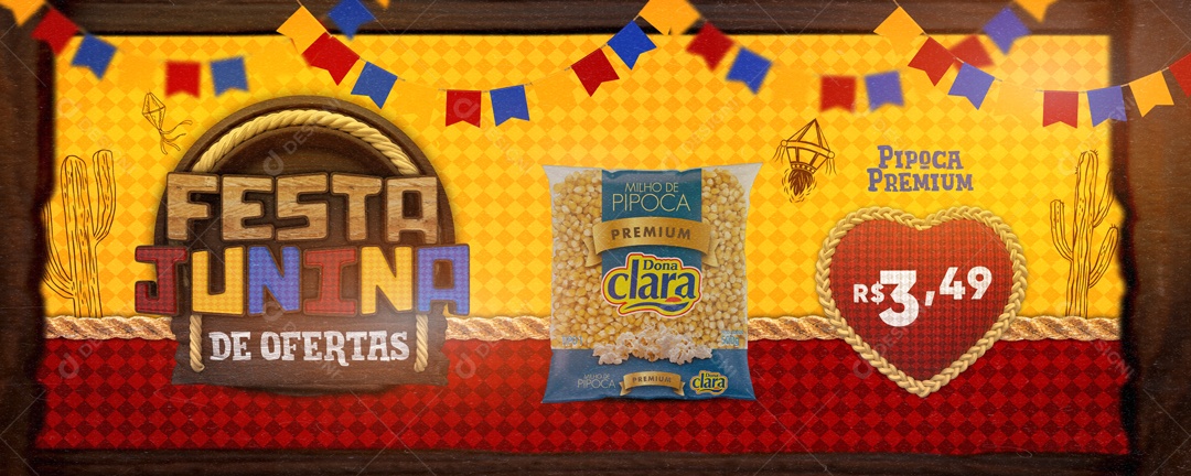 Banner Festa Junina De Ofertas Supermercado Social Media PSD Editável