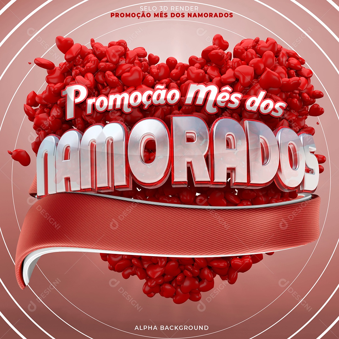 Promoção Mês Dos Namorados Coração Vermelho Selo 3D Para Composição PSD