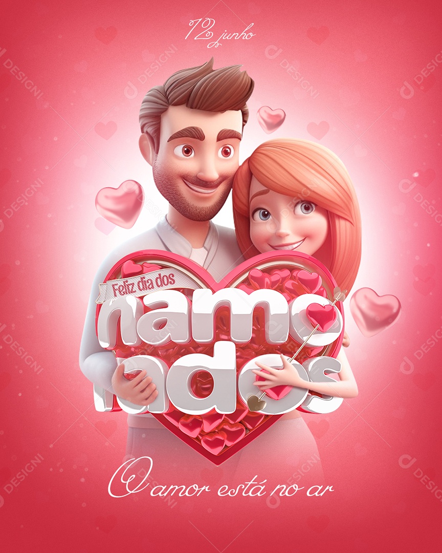 Feliz dia Dos Namorados O Amor Estar No Ar Social Media PSD Editavel