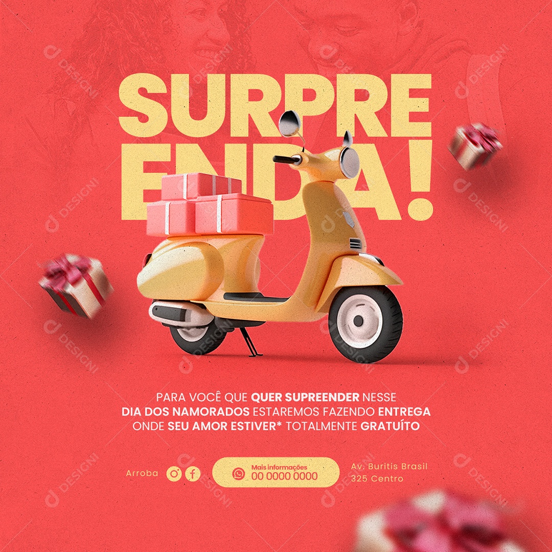 Surpreenda Fazemos Entrega Dia Dos Namorados Social Media PSD Editável