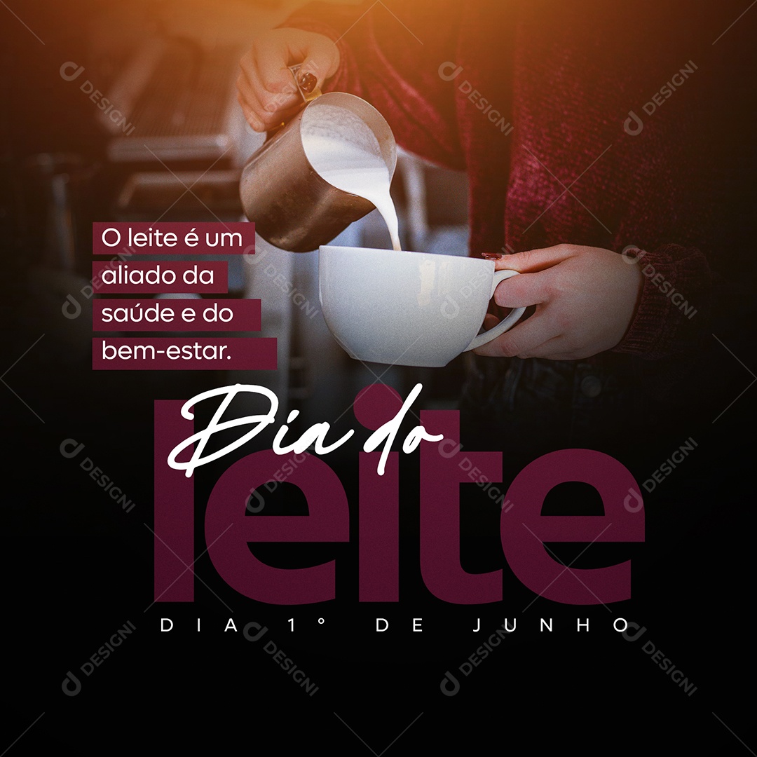 Social Media Dia 01 de Junho Dia do Leite FEED PSD Editável