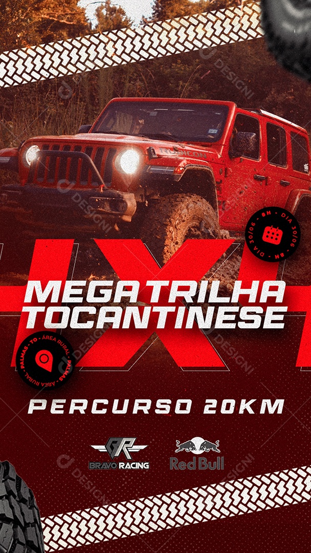Story Mega Trilha Tocantinense Percurso 20KM Social Media PSD Editável