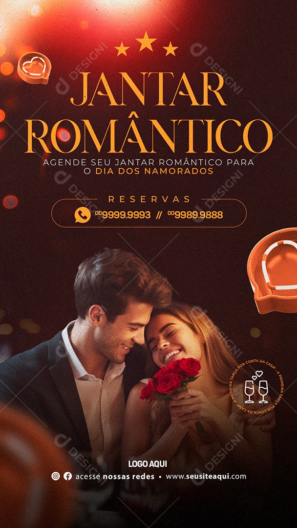 Story Agende Seu Jantar Romântico Para O Dia Dos Namorados Reservas Social Media PSD Editável