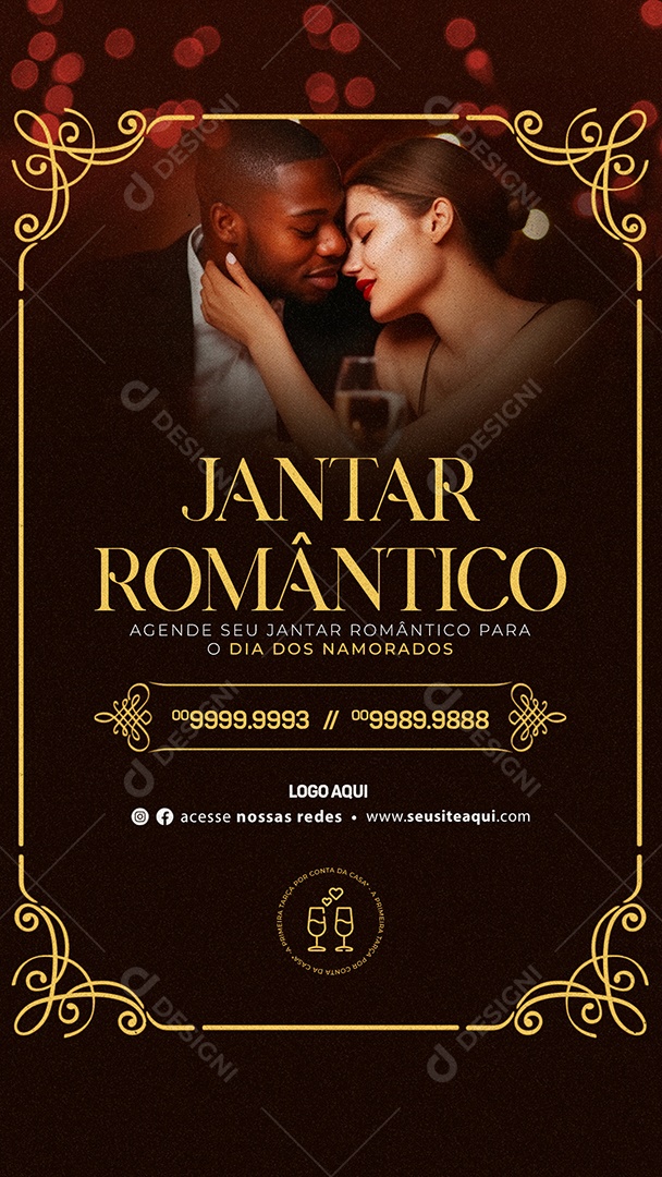 Story Social Media Jantar Romântico Agende Seu Jantar Reservas Dia Dos Namorados Social Media PSD Editável