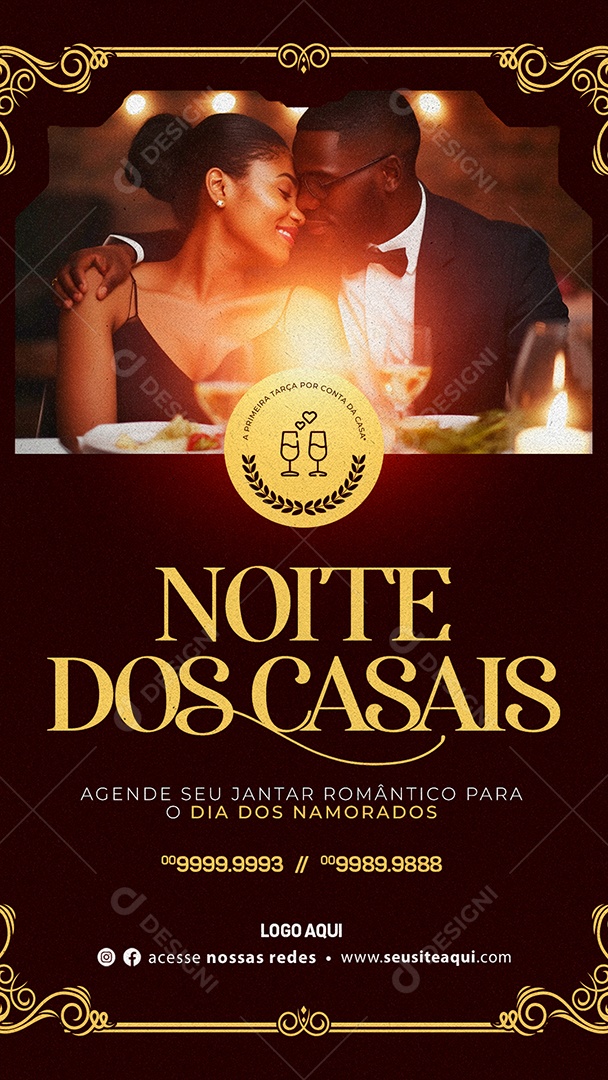 Story Noite Dos Casais Agende Seu Jantar Reservas Dia Dos Namorados Social Media PSD Editável