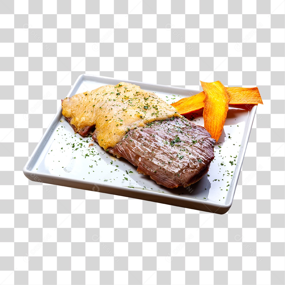 Carne com Queijo Derretido PNG Transparente