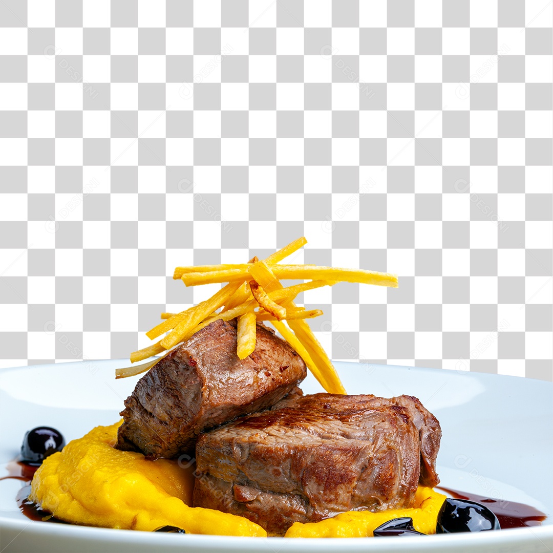 Prato Servido Com Carne e Queijos PNG Transparente