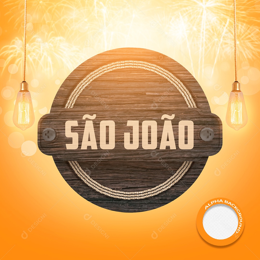Placa De Madeira Preta São João Elemento 3D Para Composição PSD