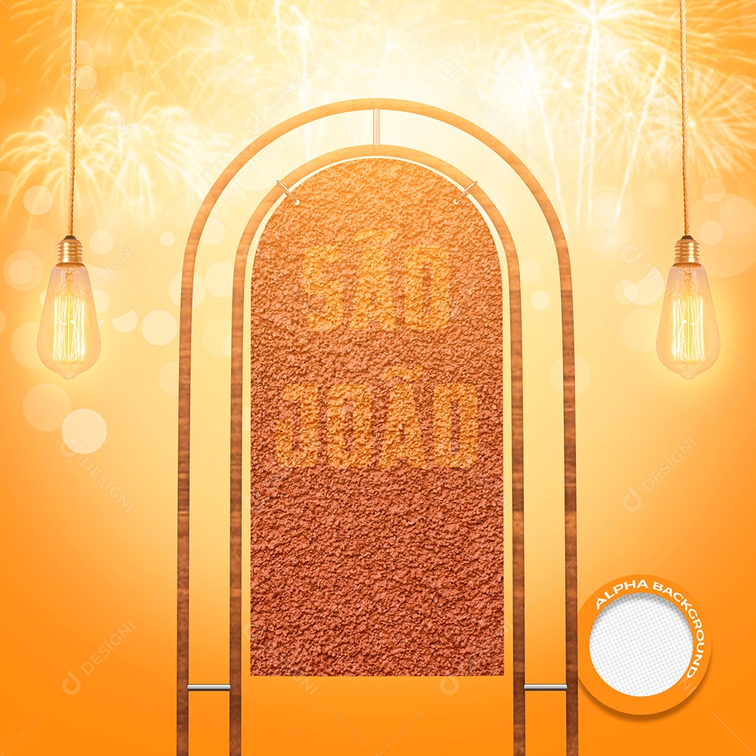 Moldura Placa São João Elemento 3D Para Composição PSD