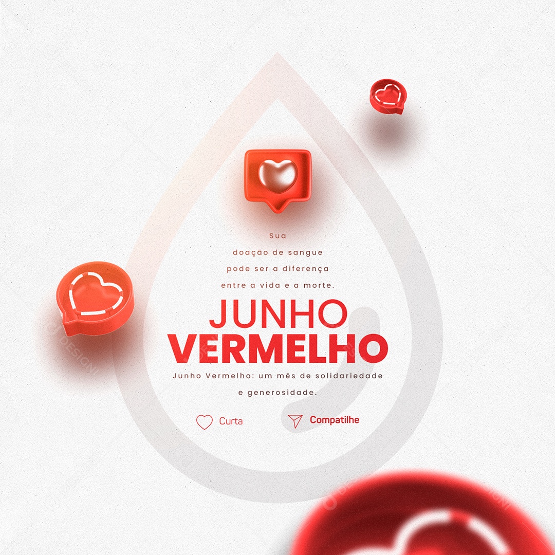 Sua Doação De Sangue Pode Ser A Diferença Junho Vermelho Social Media PSD Editável