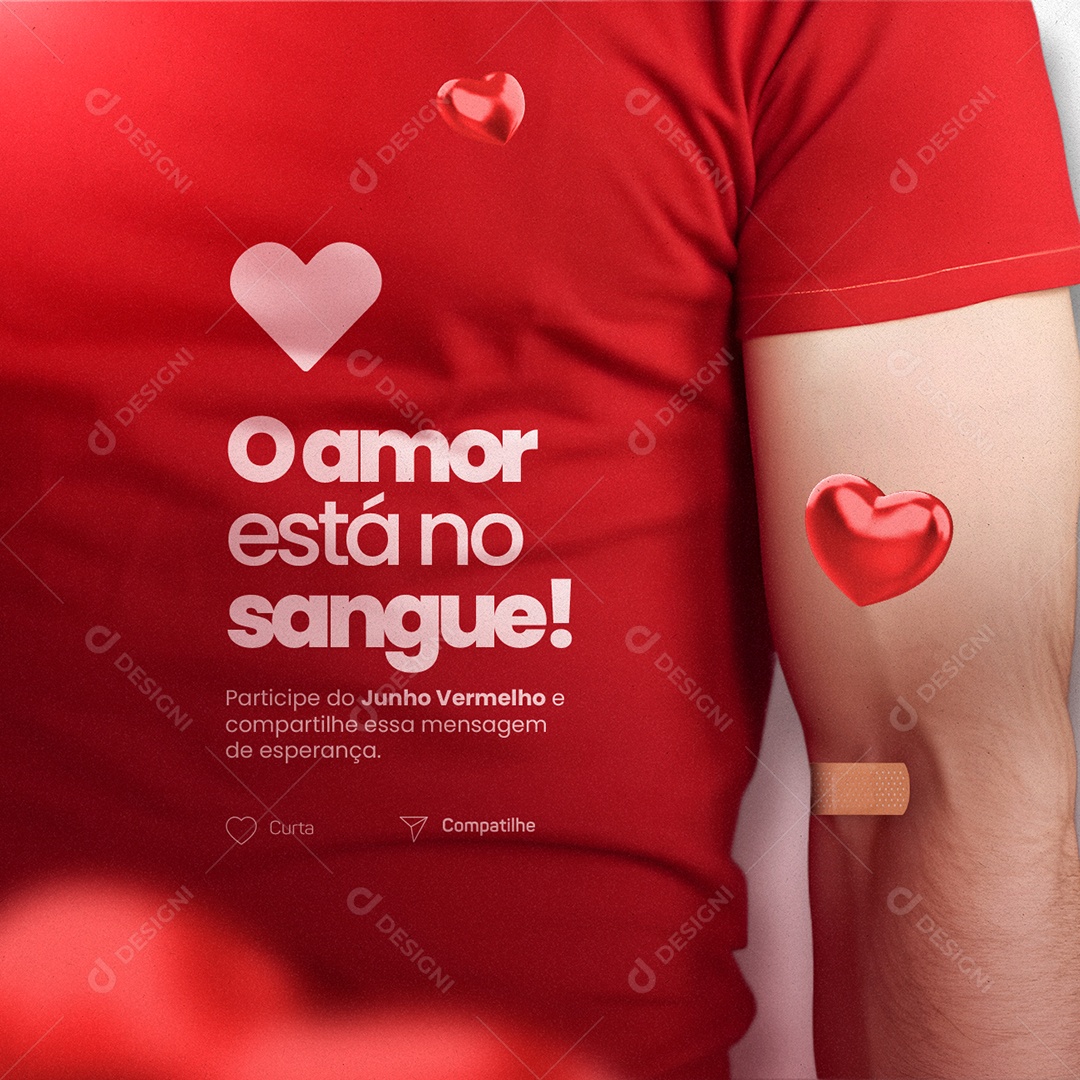O Amor Está No Sangue Junho Vermelho Social Media PSD Editável