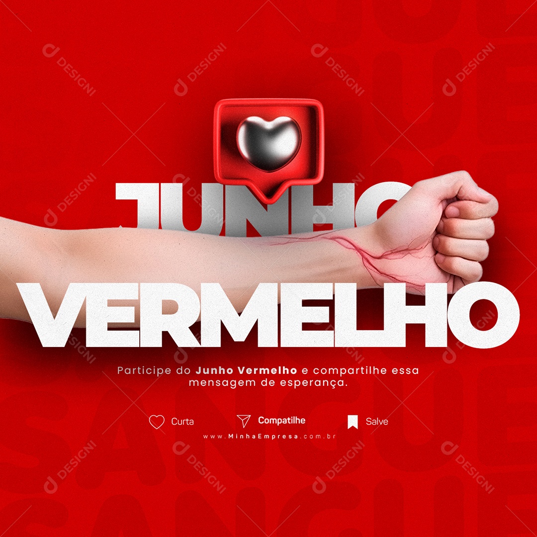 Participe Do Junho Vermelho e Compartilhe Essa Mensagem Social Media PSD Editável