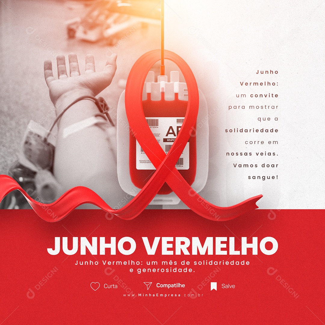 Um Mês De Solidariedade e Generosidade Junho Vermelho Social Media PSD Editável