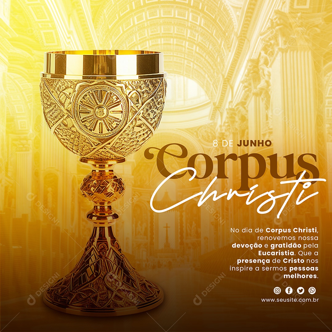 Social Media Corpus Christi 08 De Junho Devoção e Gratidão PSD Editável