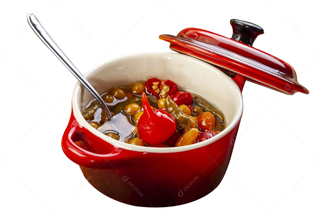 Pimentões variados na panela com azeite