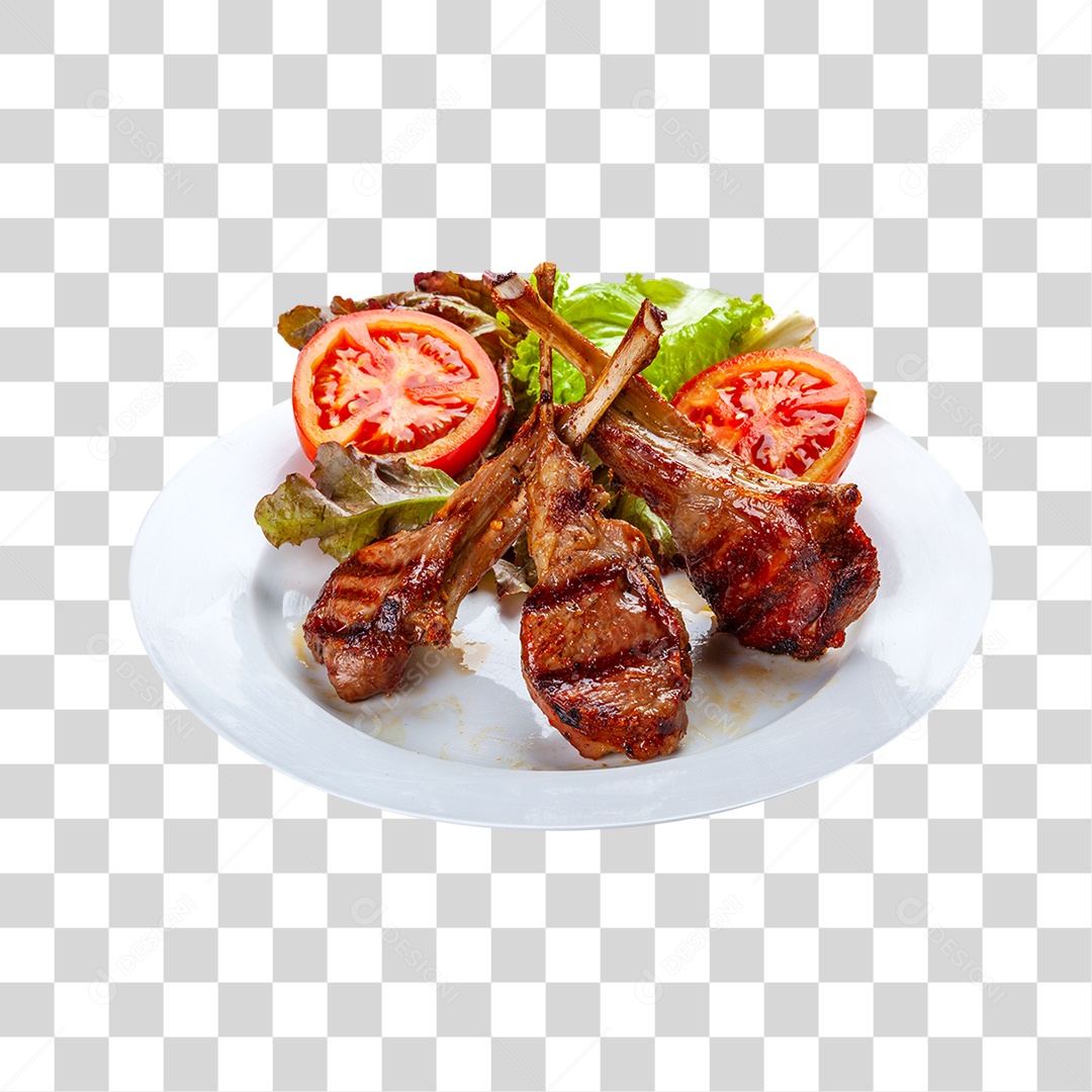 Costela Servida em Prato de Comida PNG Transparente
