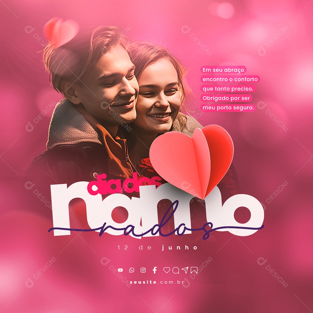 Em Seu Braço Encontro o Conforto Que Tanto Preciso Dia Dos Namorados Social Media PSD Editável