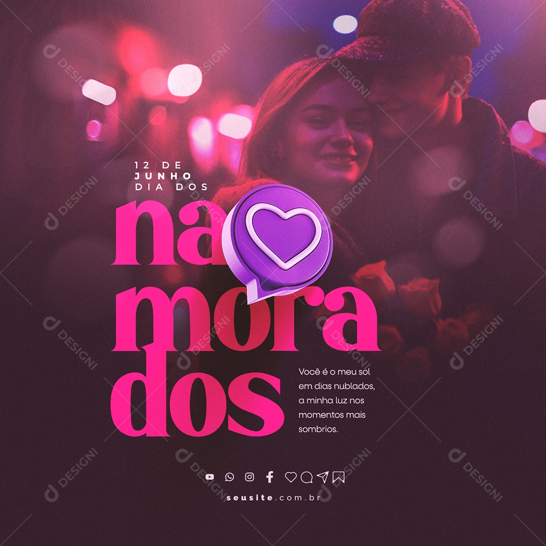 Você é o Meu Sol Em Dias Nublados Dia Dos Namorados Social Media PSD Editável