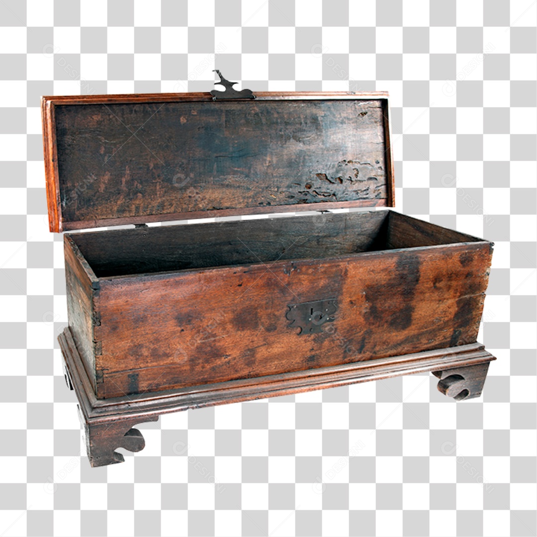 Objeto 3D Bau de Madeira PNG Transparente