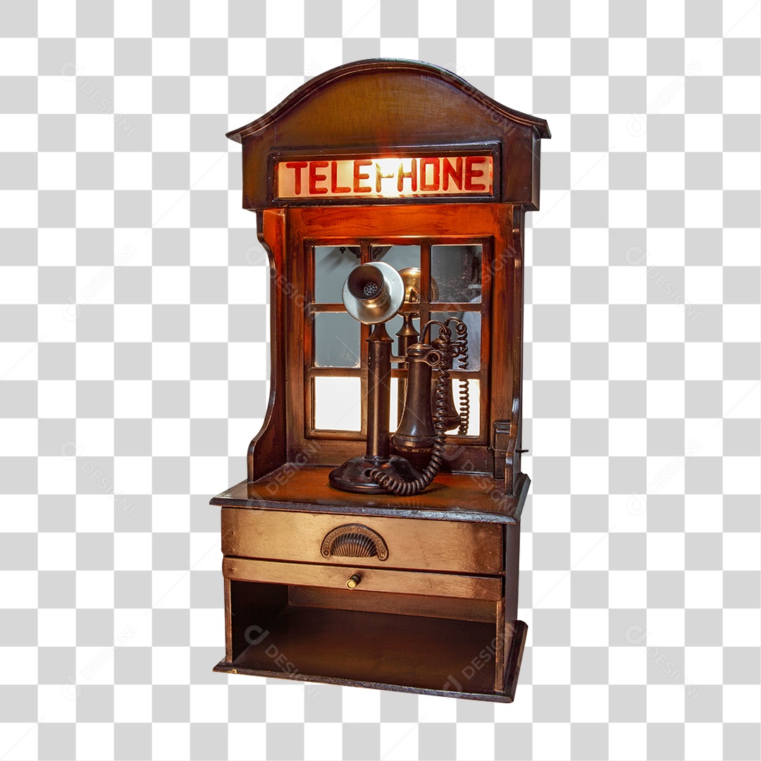 Telefone Antigo Vermelho PNG Transparente