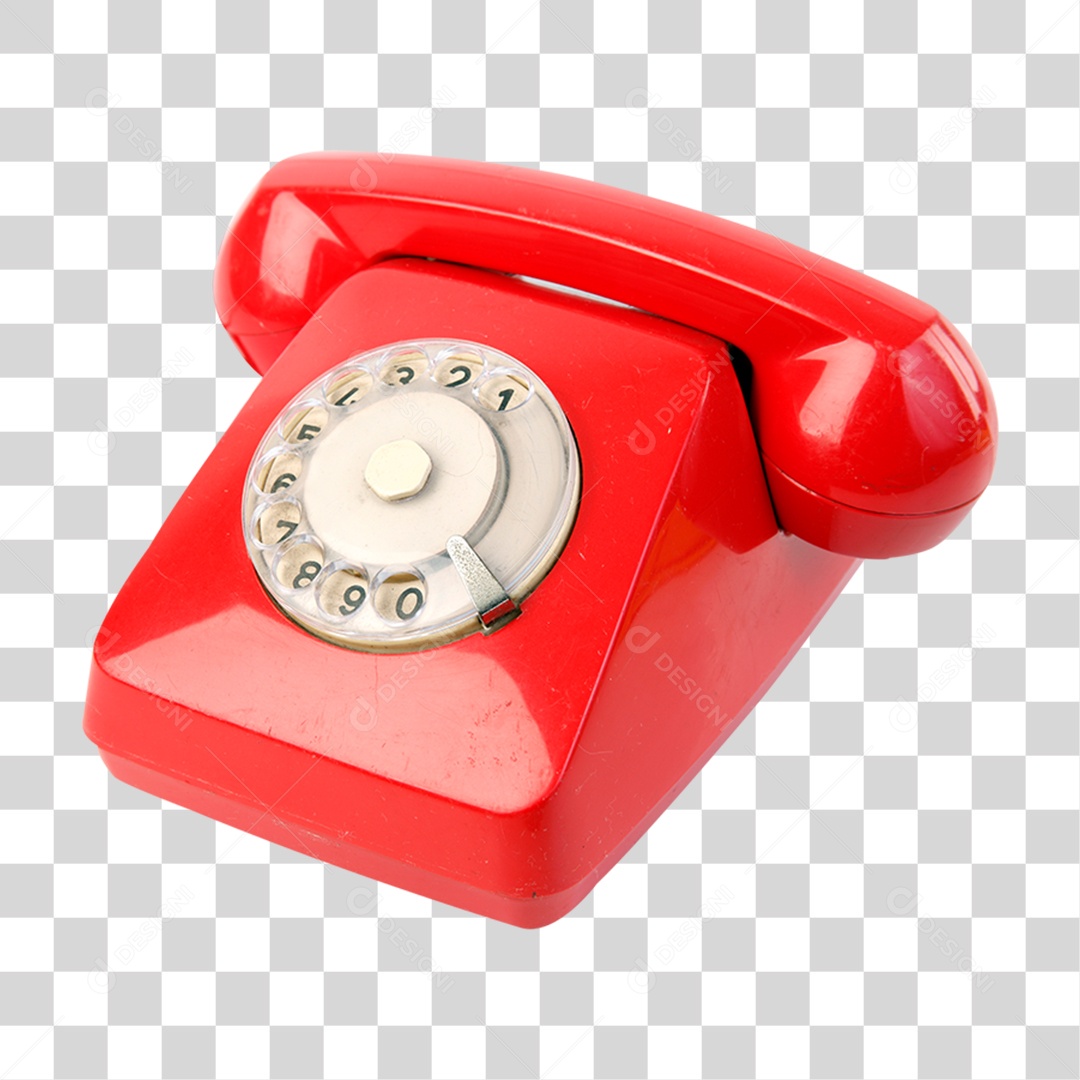 Telefone Antigo Vermelho PNG Transparente
