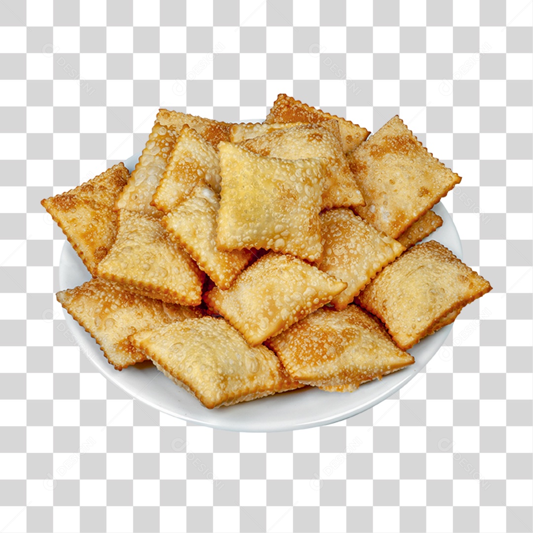 Pastel Frito em Prato PNG Transparente