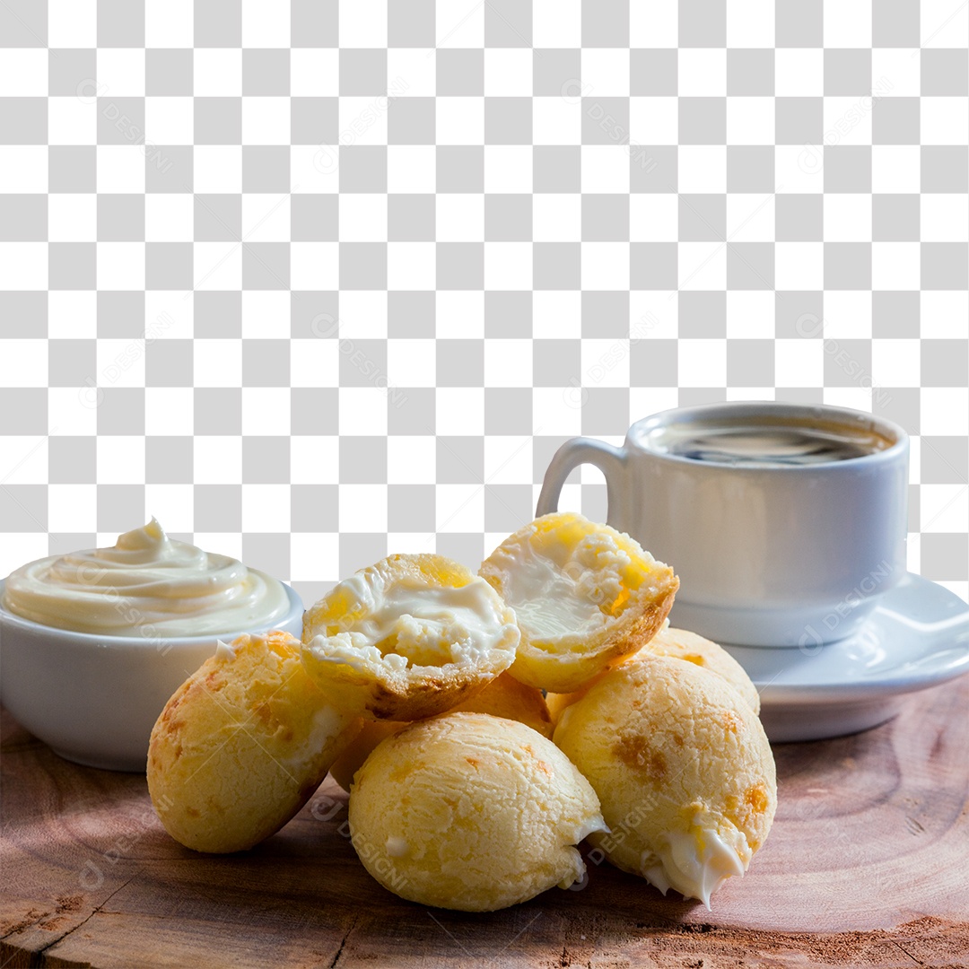 Pão de Queijo com Café PNG Transparente