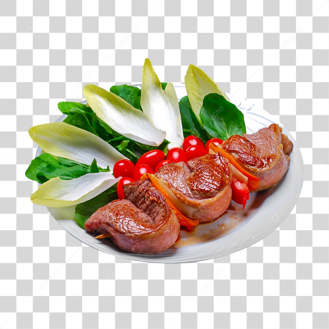 Corte de Carne Bovina com Salada PNG Transparente