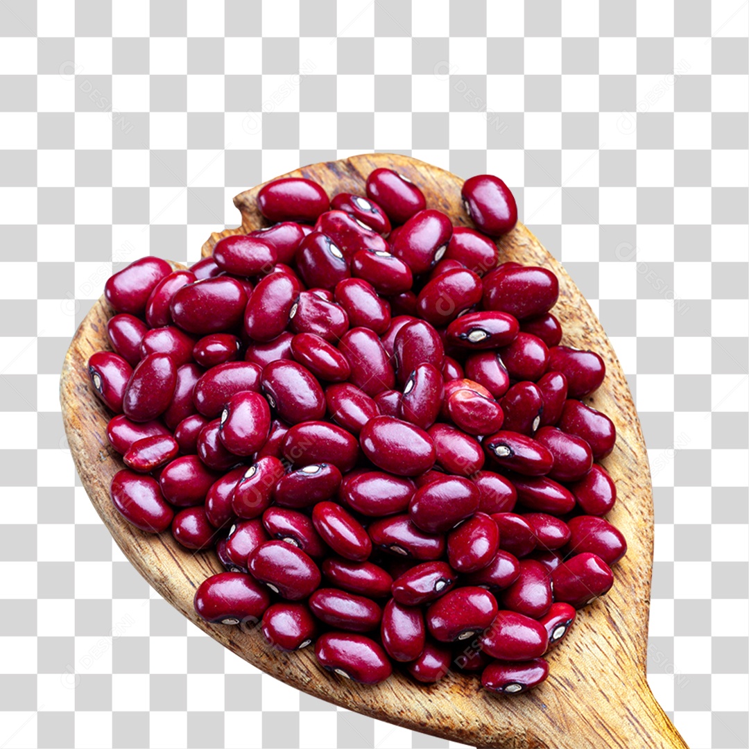 Feijão em Colher de Madeira PNG Transparente
