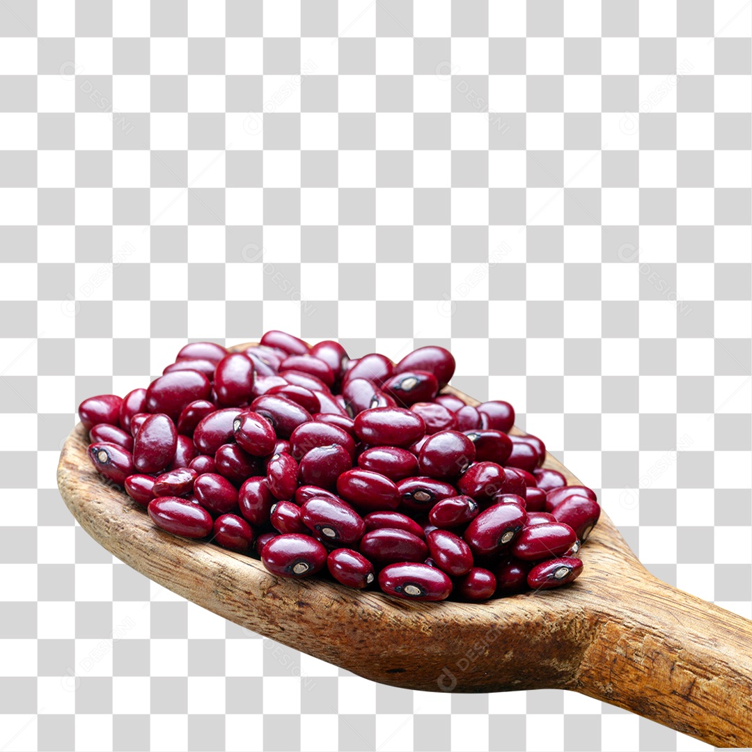 Feijão em Colher de Madeira PNG Transparente