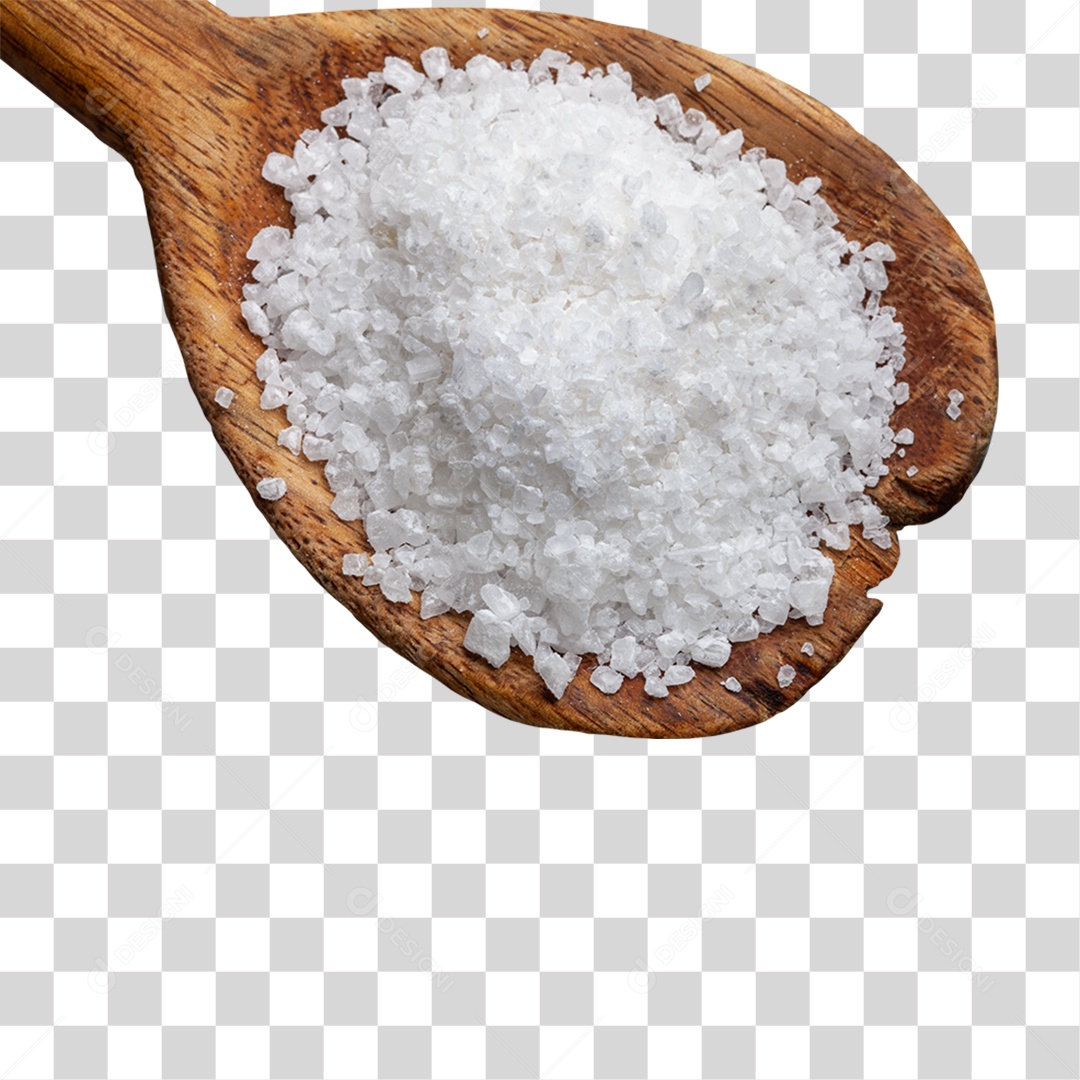 Sal Grosso em Colher de Madeira PNG Transparente