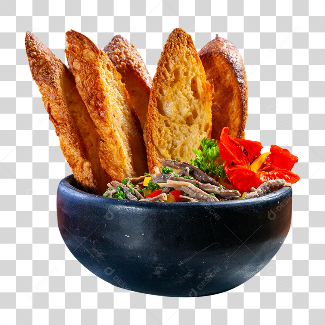 Baquete Frito Servido em Tigela PNG Transparente