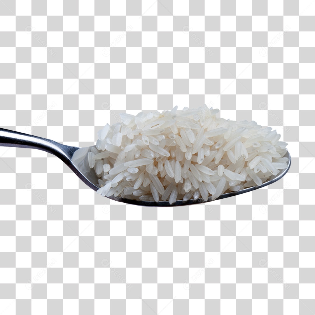 Arroz Branco em Concha de Metal PNG Transparente