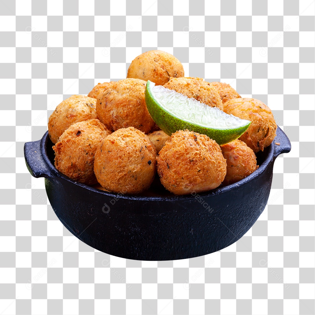 Bolinho de Bacalhau Frito em Vasilha PNG Transparente