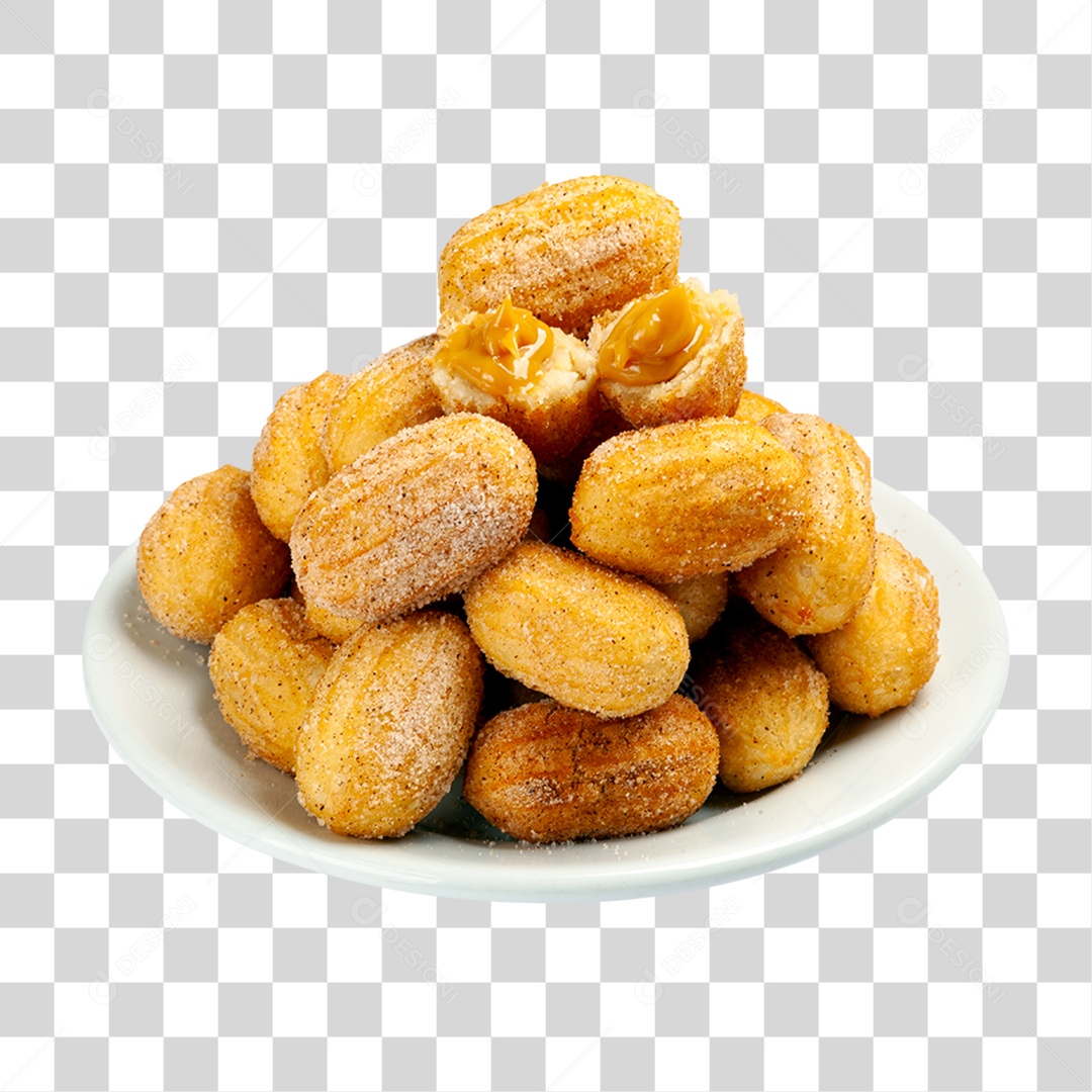 Mini Churros Fritos Prato PNG Transparente