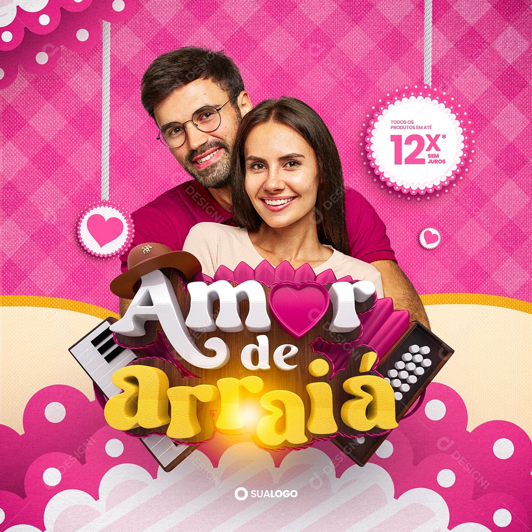 Campanha Publicitária Amor De Arraiá Social Media PSD Editável