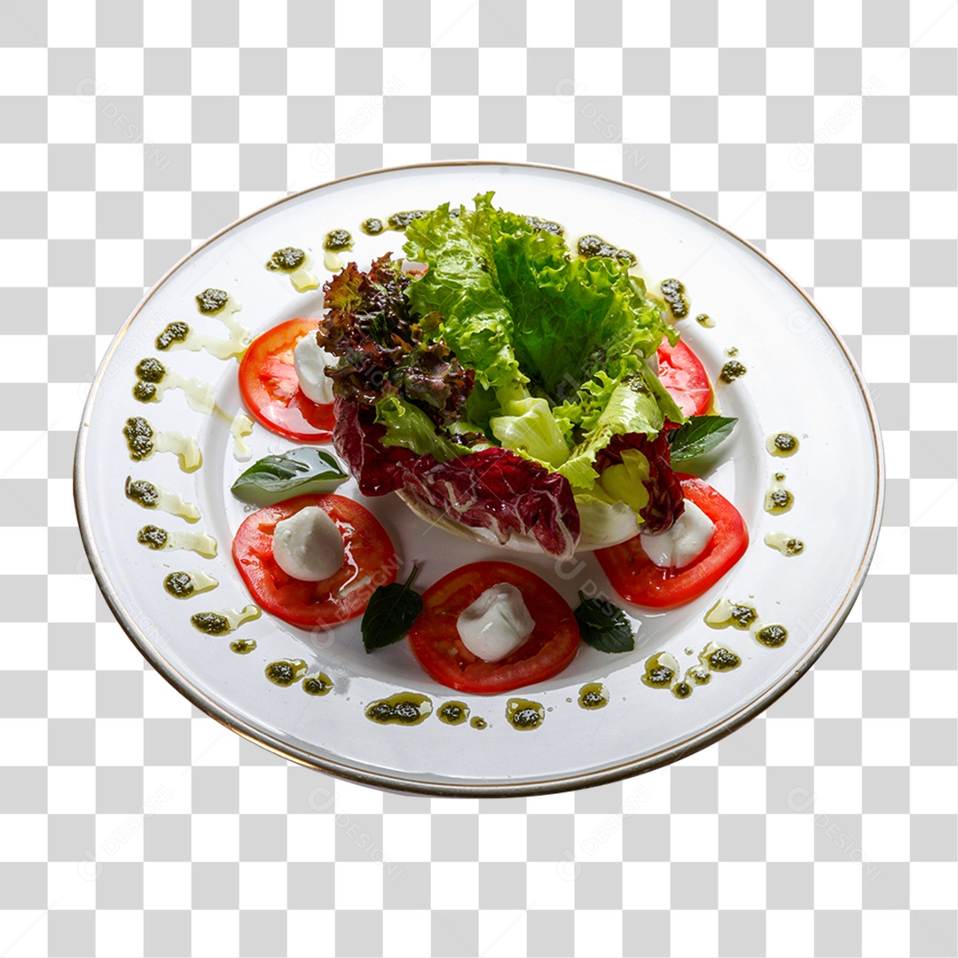 Prato com Salada de Vegetais e Legumes PNG Transparente