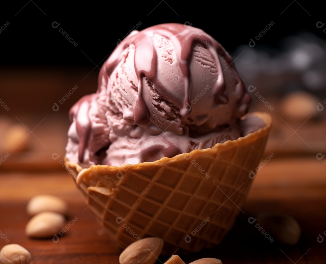 Deliciosa taça de sorvete de chocolate