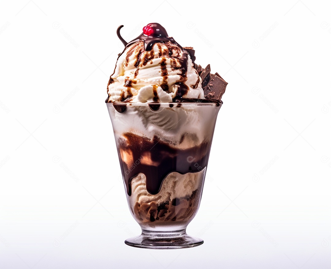Deliciosa taça de sorvete de chocolate