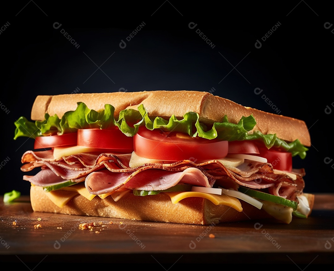 Delicioso sanduíche de presunto